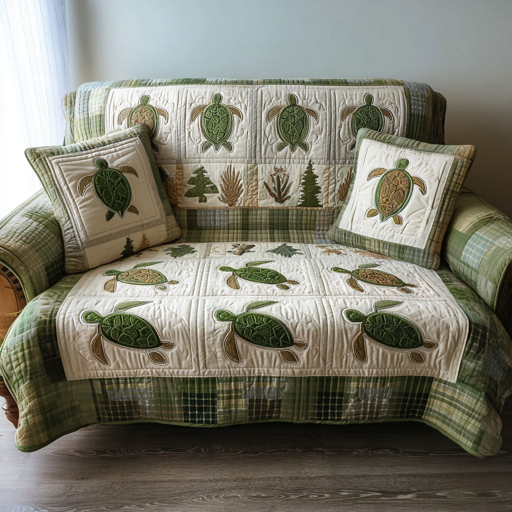 Tide Whisper Quilted Sofa Cover Holiday Couch Covers Sea Turtle Gifts For Him