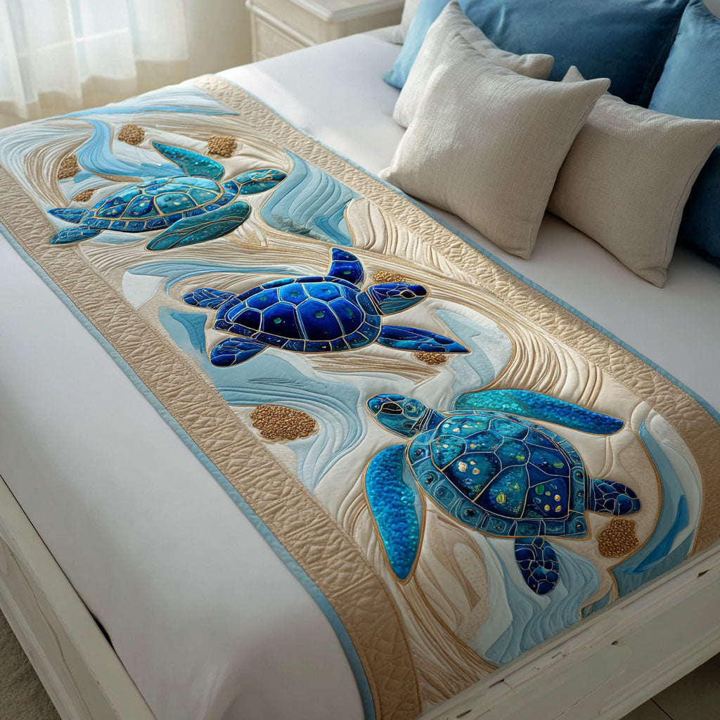 Tidepool Traveler Quilted Bed Runner Bed Decorations Gift Ideas For Sea Turtle Lovers