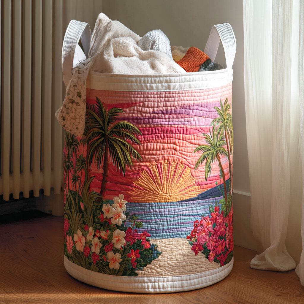 Tides Of Tranquility Quilted Laundry Basket Merch For Family