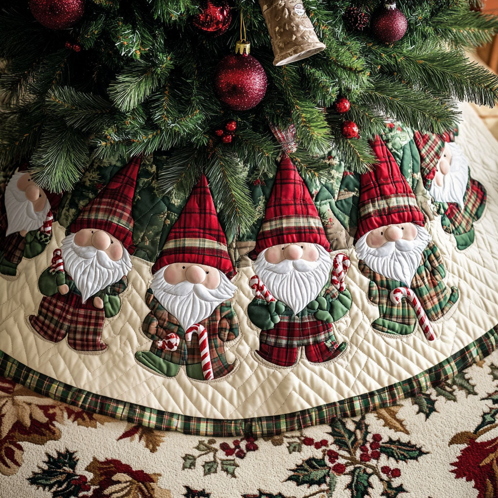 Tiding Joy Quilted Christmas Tree Skirt Holiday Living Room Decor