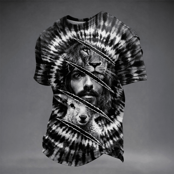 Tie Dye Faith Jesus Lion T-Shirt Faith In Jesus Clothes Christian Gift For Father