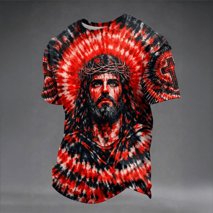 Tie Dye Jesus Portrait T-Shirt Faith In Jesus Clothes Present Idea For Father's Day