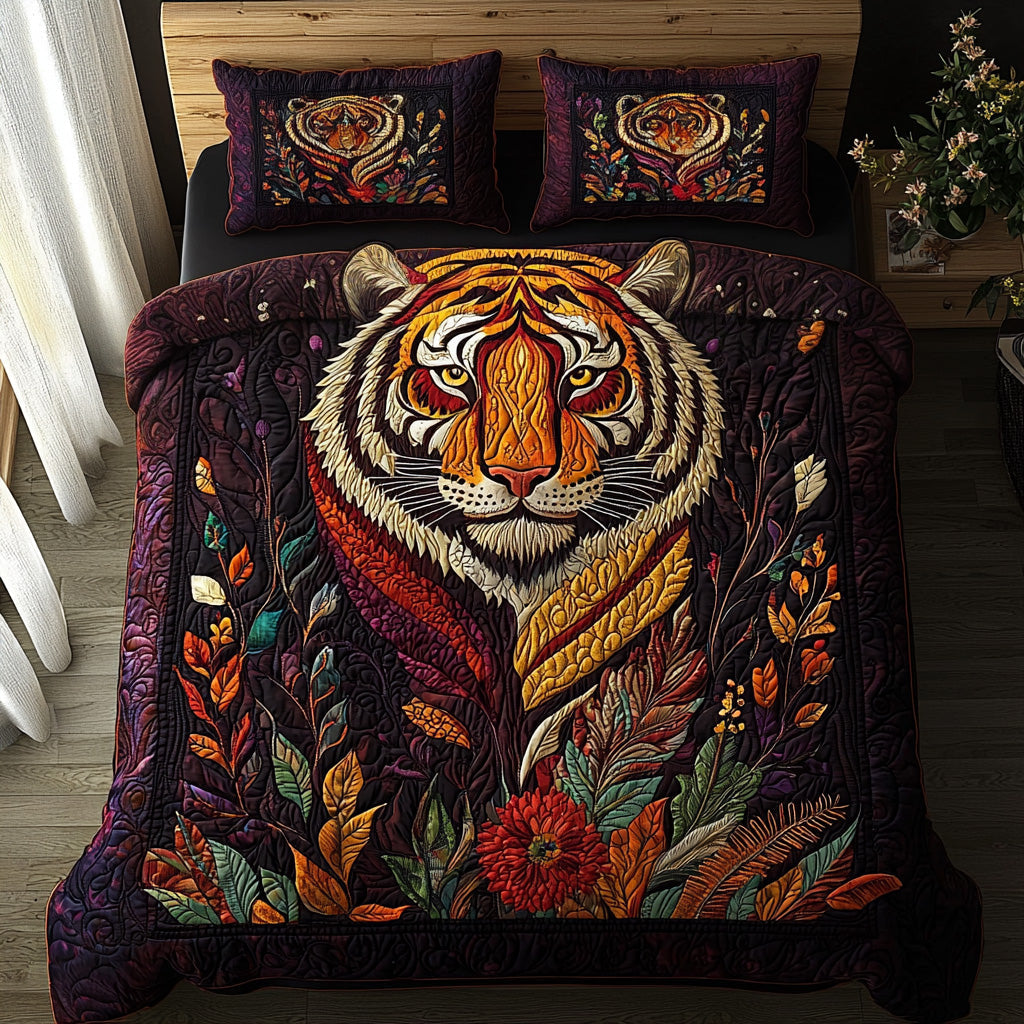 Tiger Boho Dreams Quilted Bedding Set Cute Room Decor Tiger Gifts For Men