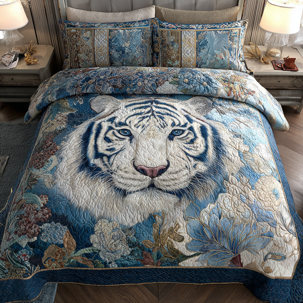 Tiger King Quilted Bedding Set Cozy Bedroom Decor Awesome Tiger Gifts