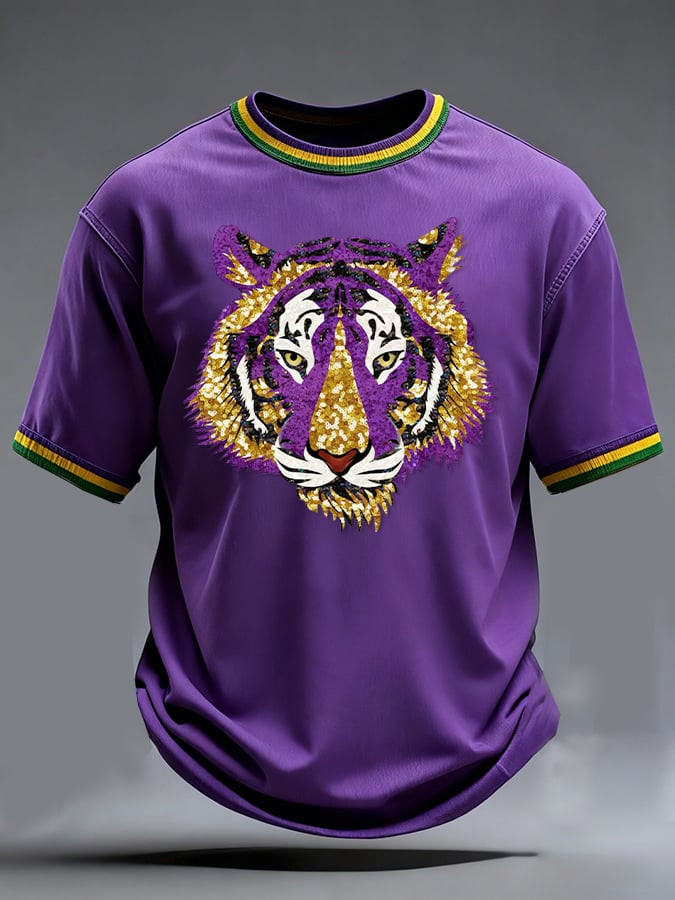 Tiger Mardi Gras T-Shirt Men's Mardi Gras Shirt Unique Gifts For Dad