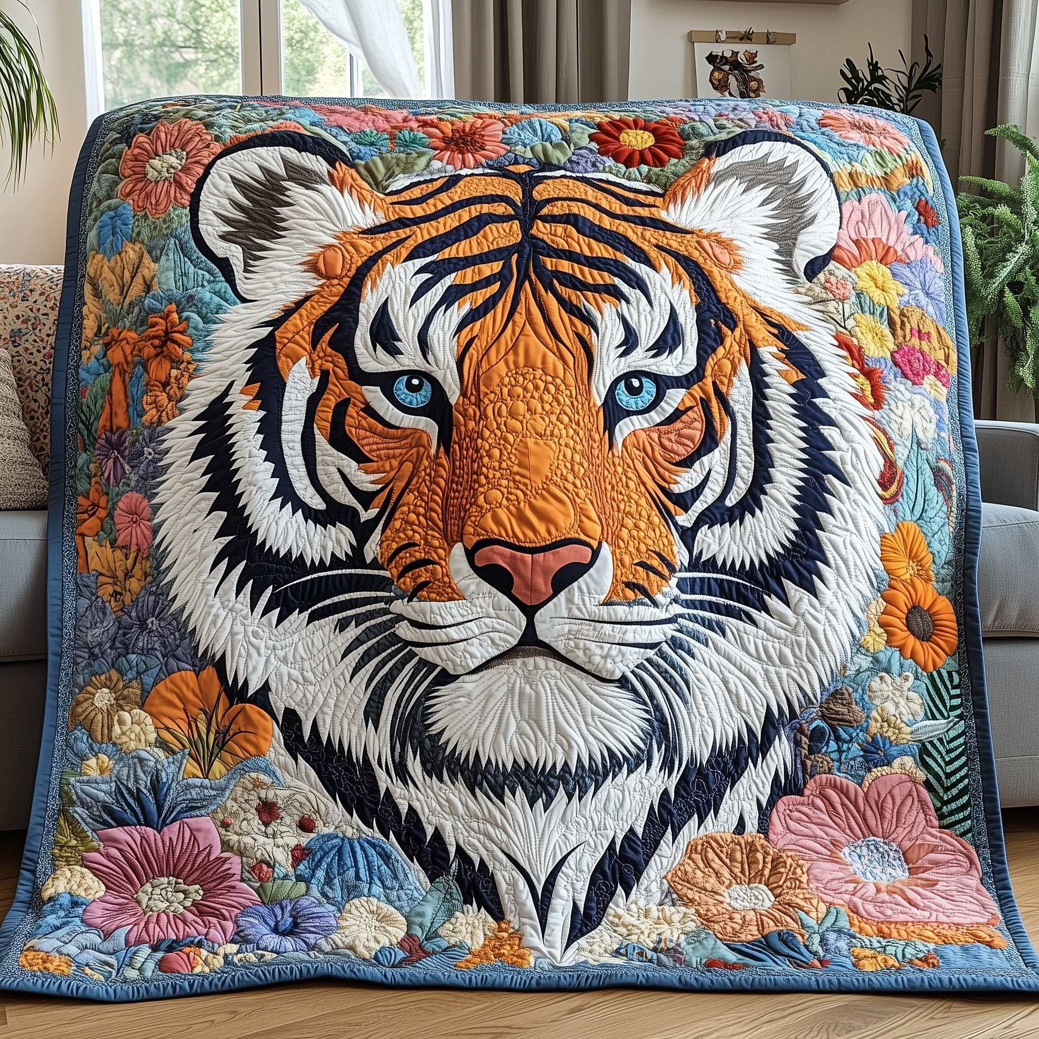 Tiger Quilted Blanket Nice Throw BlanketPerfect Xmas Gift For Wife