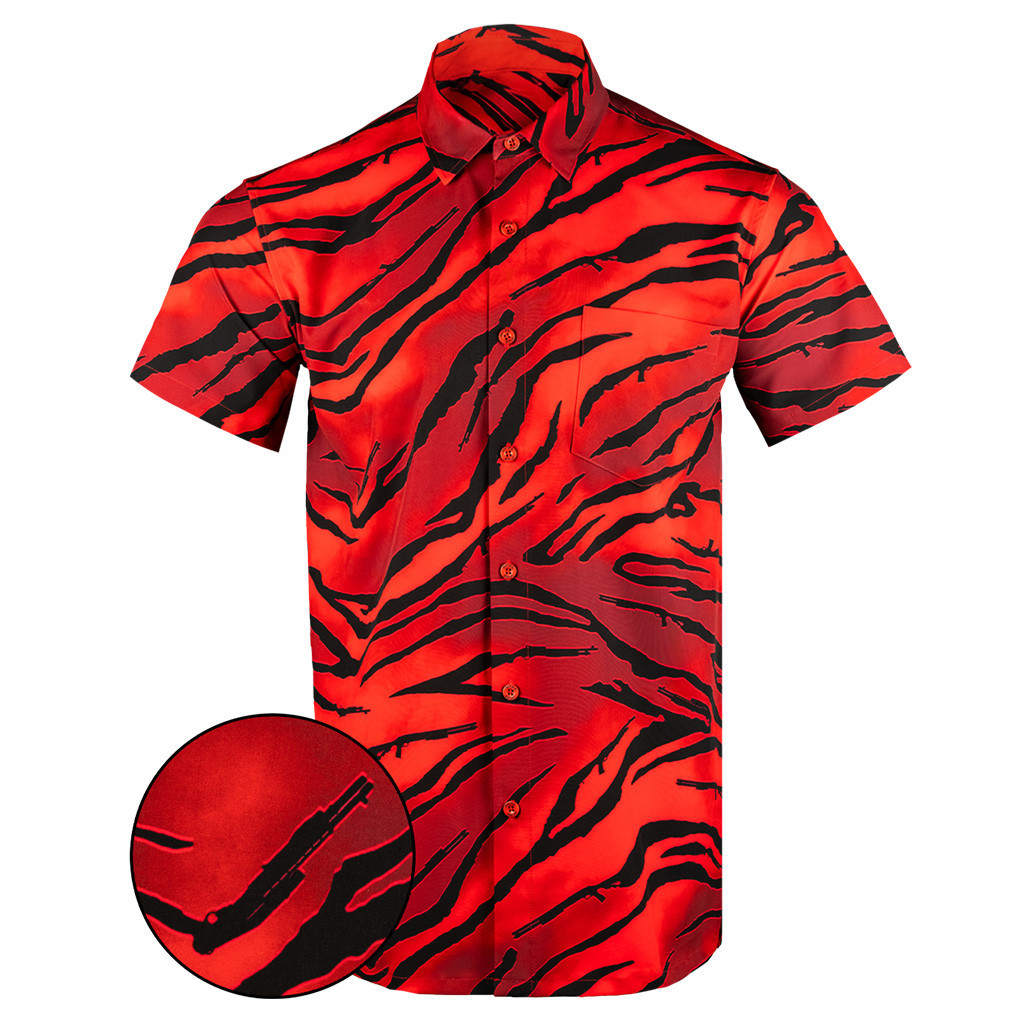 Tiger Red Button Down Shirt Hawaiian Tactical Button Down Good Gifts For Boyfriend