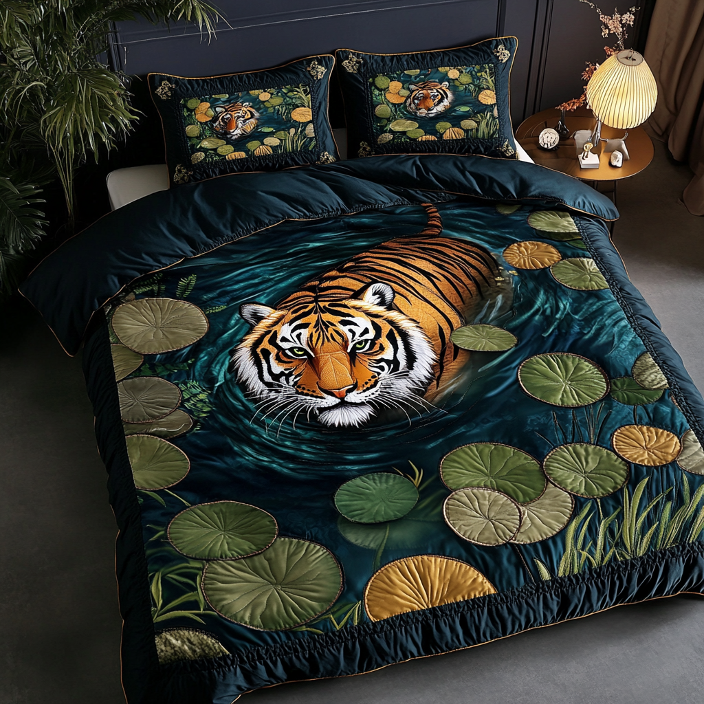 Tiger Roar Quilted Bedding Set Duvet Cover Bed Sheet Set Unique Tiger Gifts