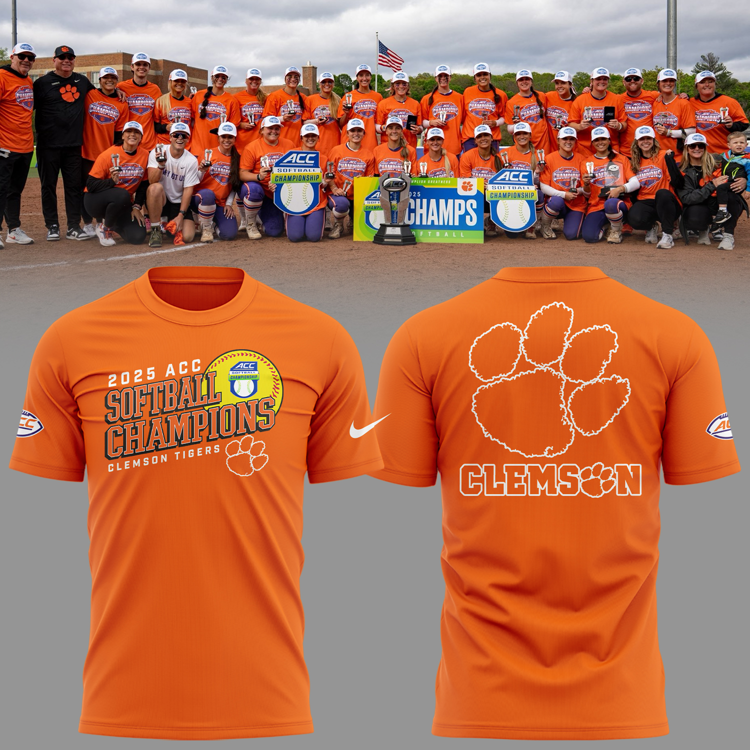 Tiger Softball Champion ACC 2025 T-Shirt Best Gifts For Softball Fans