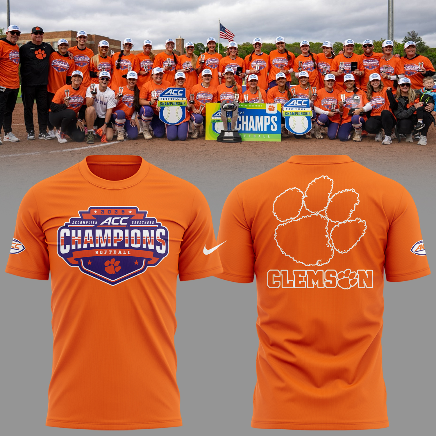 Tiger Softball Champion ACC 2025 T-Shirt Gifts To Give Softball Players