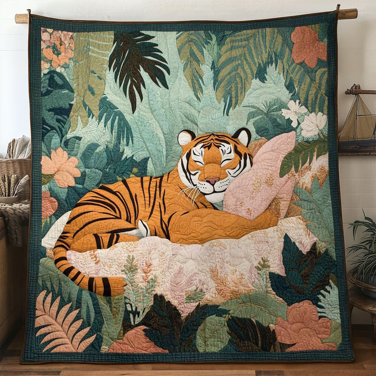 Tiger Spirit Quilted Blanket Throws For Couch Father In Law Gifts Christmas