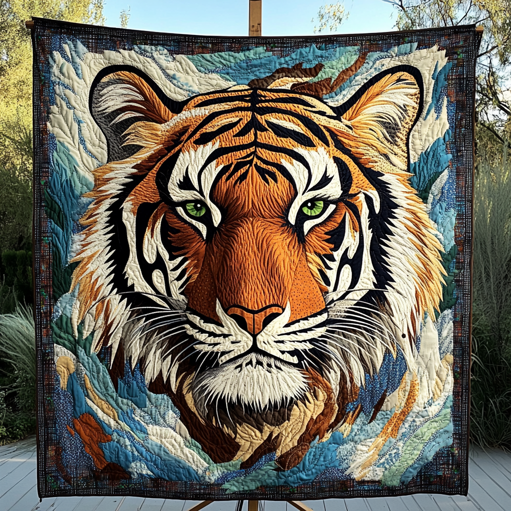 Tiger Spirit Quilted Blanket  Tiger Blanket Unique Gift For Friend