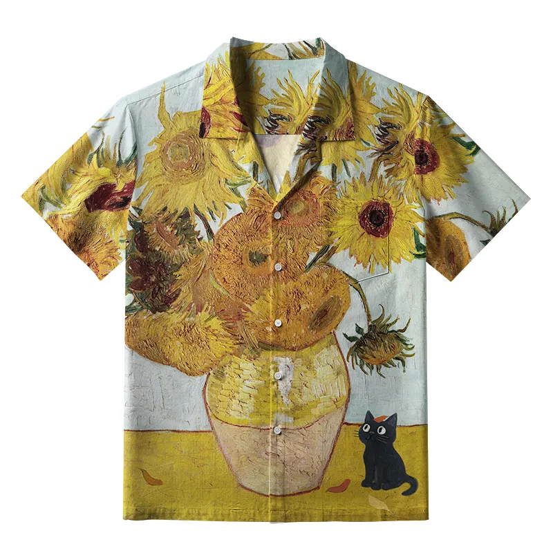 Tiger Sunflower Cat Hawaiian Shirt Nature Vibe Flower Themed Shirt Gifts For Flower Lovers