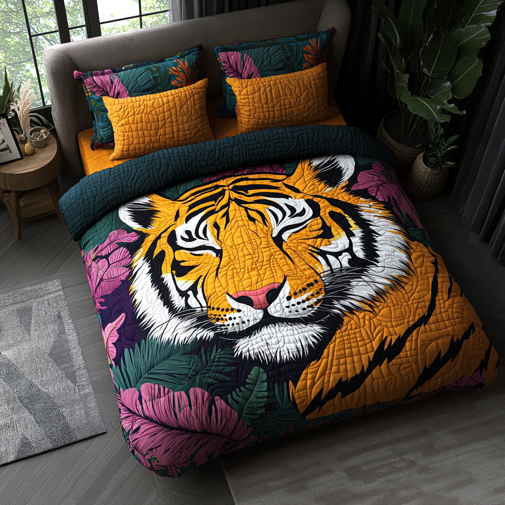 Tiger Tangle Quilted Bedding Set Best Luxury Sheets Good Gifts For Mom Birthday