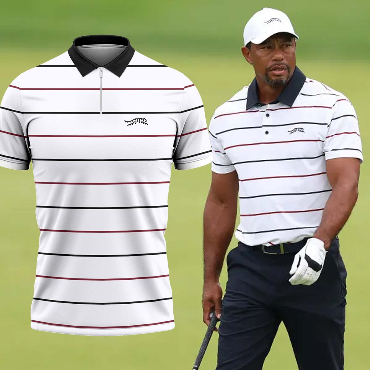 Tiger Woods x Sun Day Red Zip Polo Shirt 2025 Cool Golf Gifts For Dad