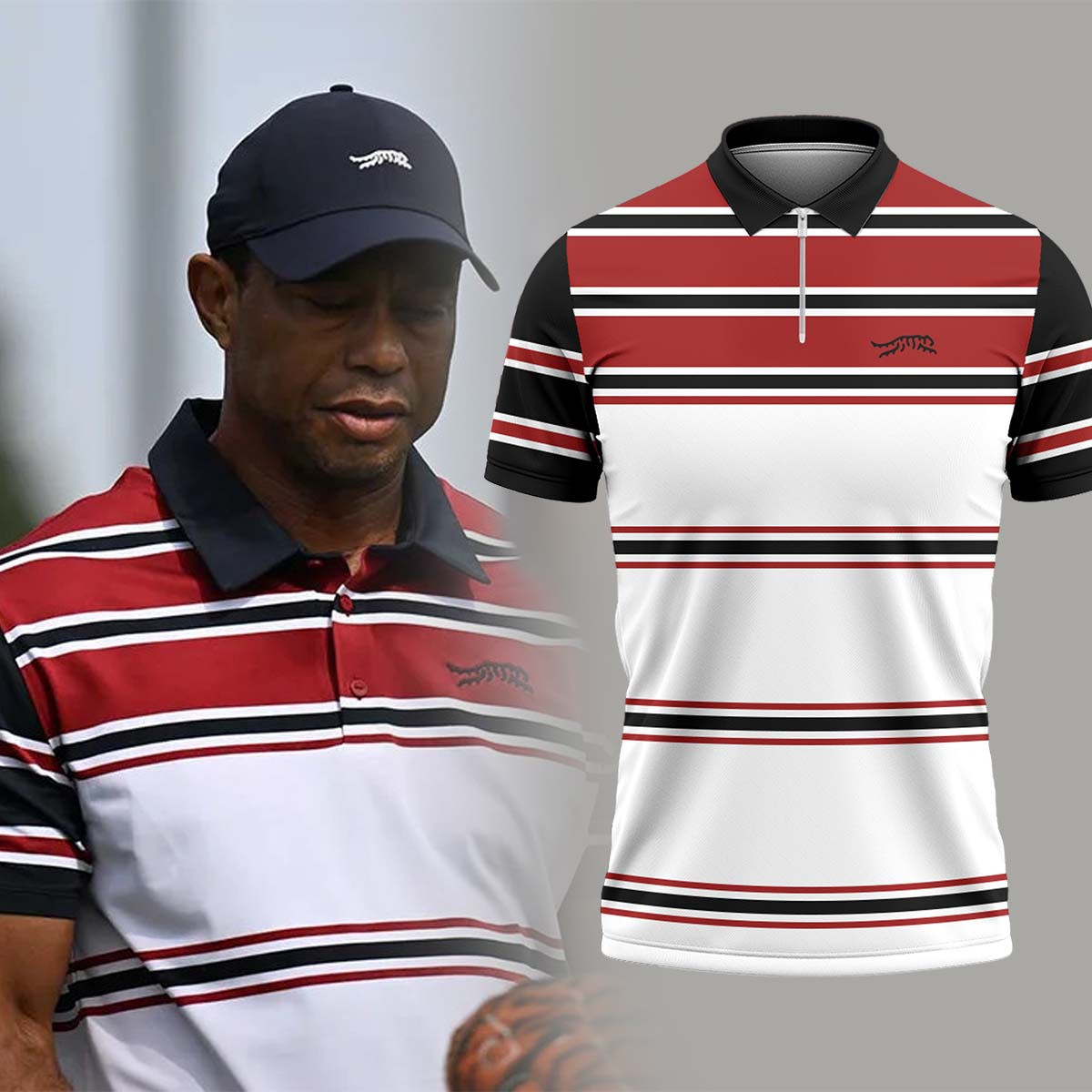 Tiger Woods x Sun Day Red Zip Polo Shirt 2025 Gifts For Men Golfers