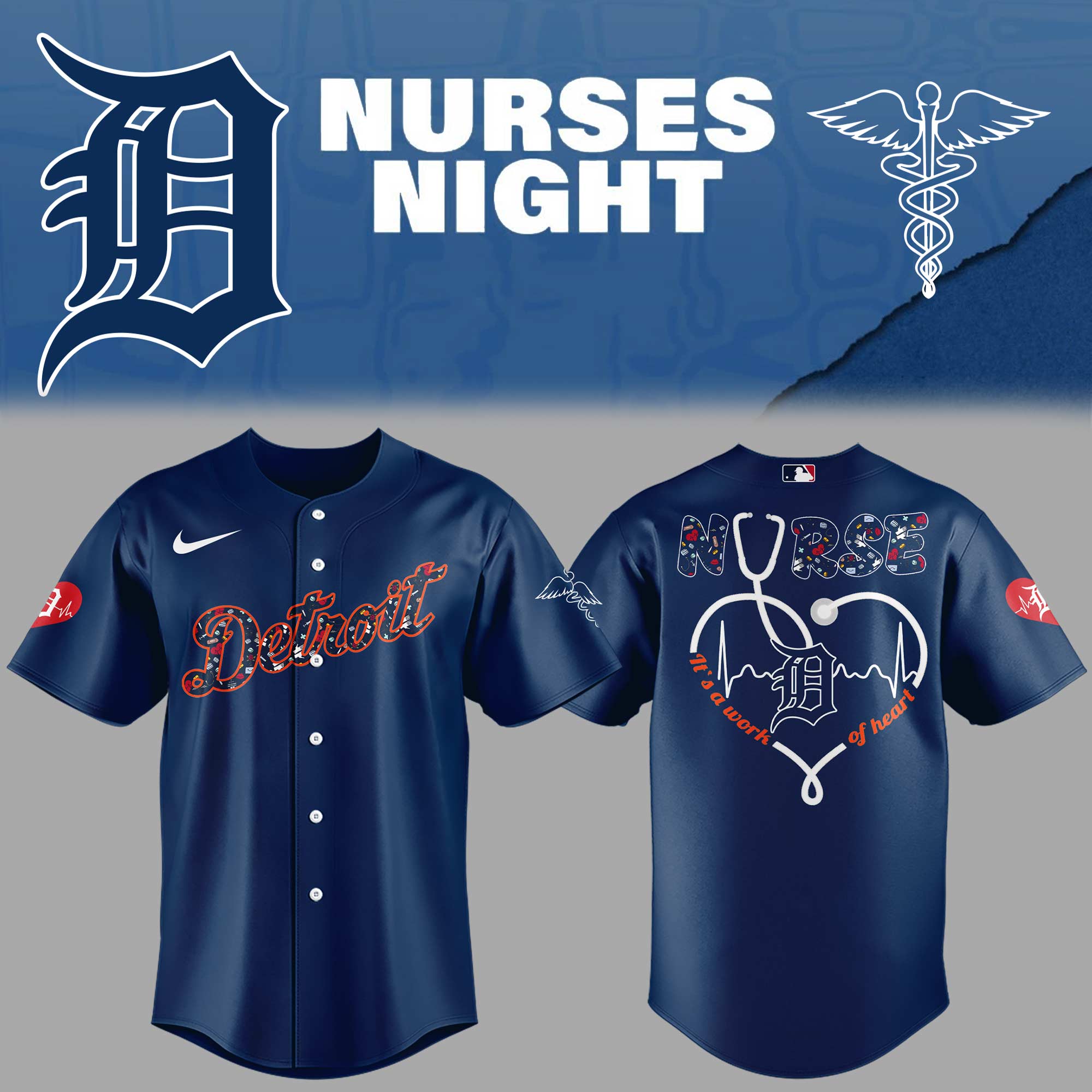 Tigers Baseball Nurses Night Navy Jersey Gifts For Baseball Players Best Gifts For Fans