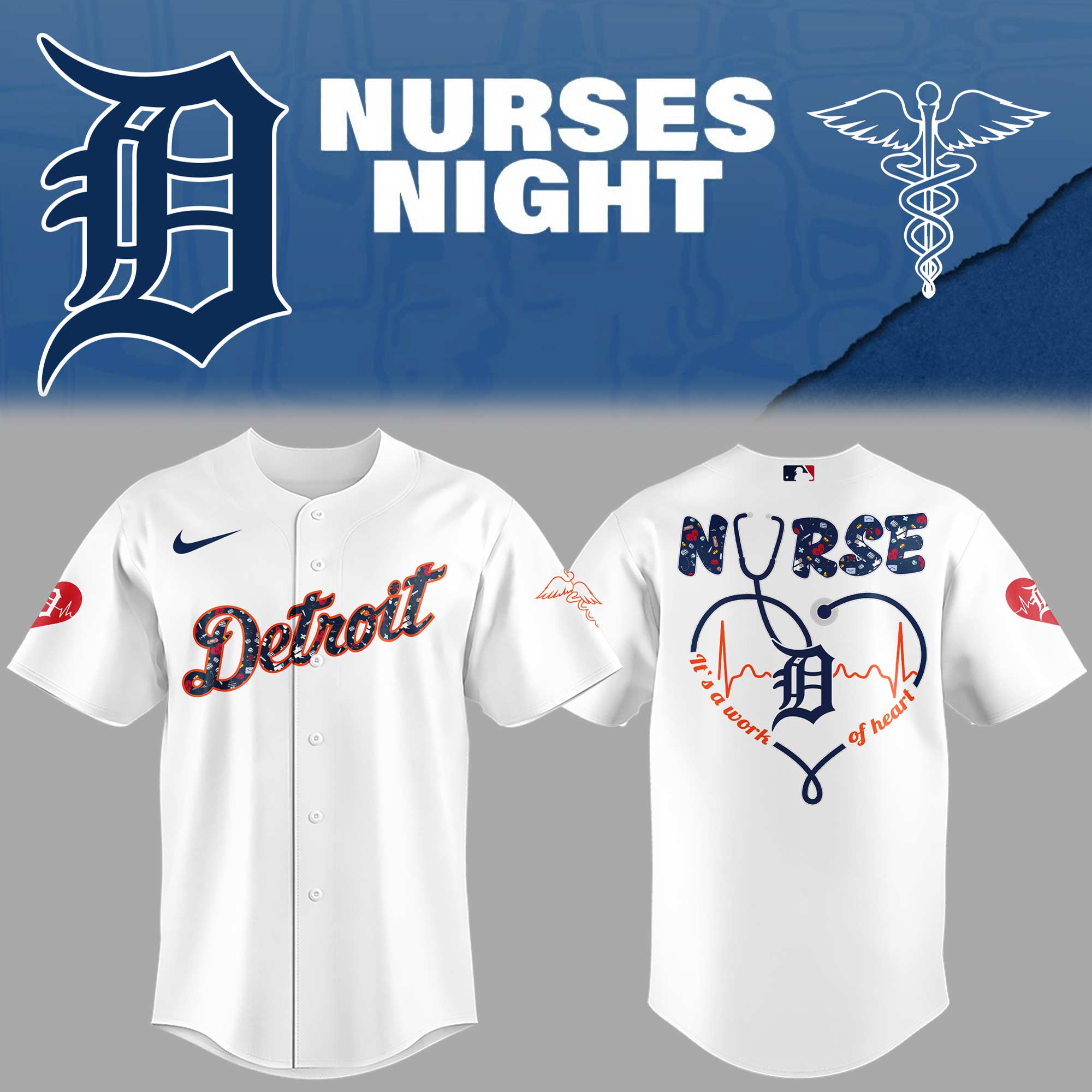 Tigers Baseball Nurses Night White Jersey Gifts For Baseball Players Gifts For Baseball Players