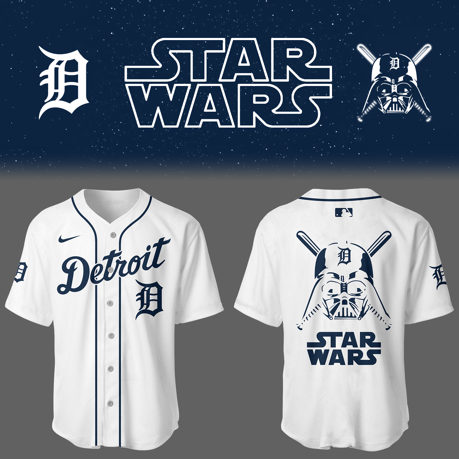 Tigers Baseball Tigers x Star Wars 2025 White Jersey Gift Ideas For Baseball Players