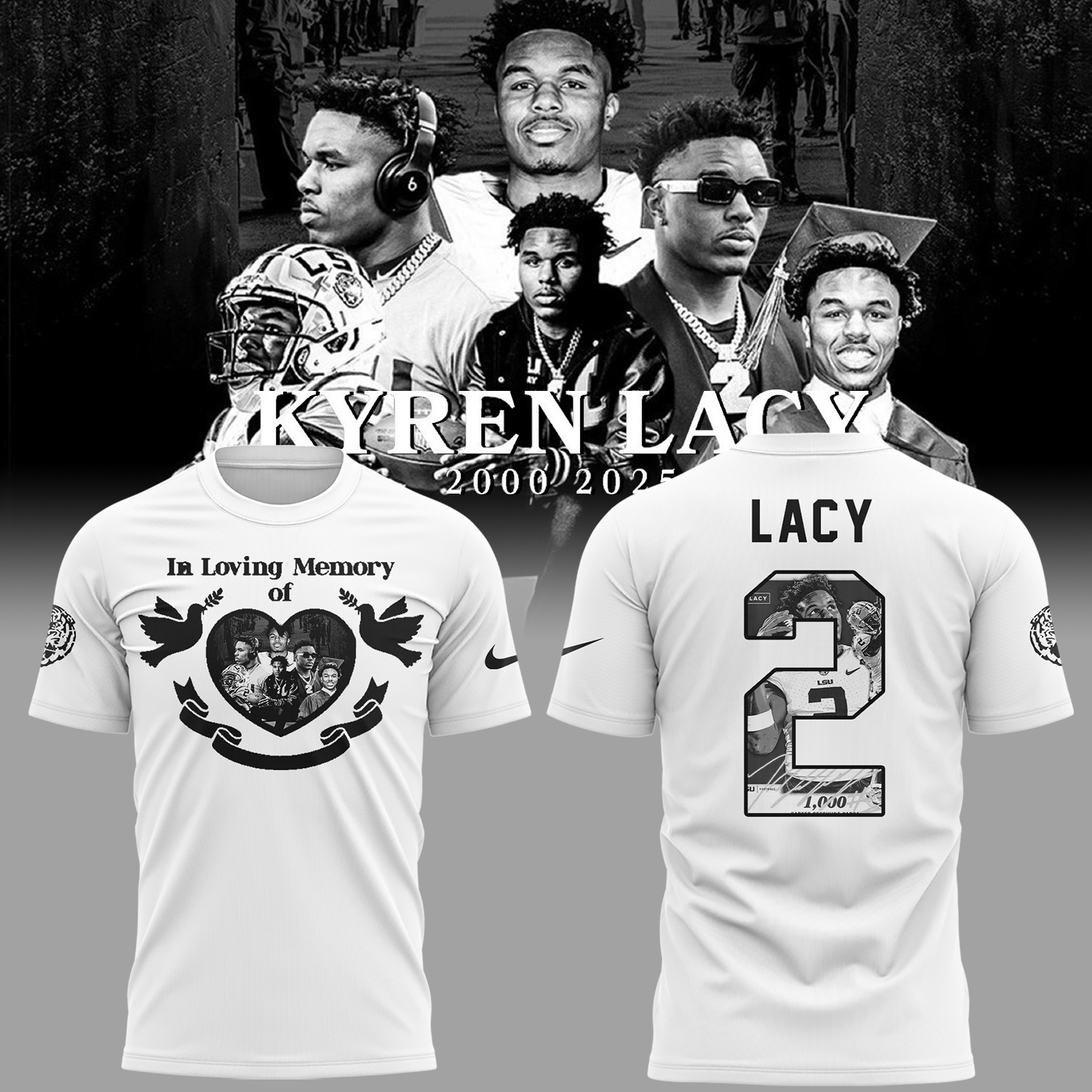 Tigers Football Rip Lacy White T-Shirt Best Gifts For A Football Player