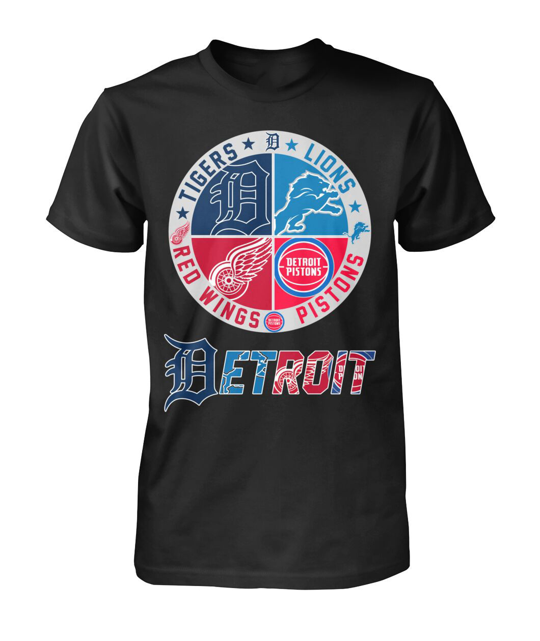 Tigers Lions Red Wings Pistons Detroit Sports Mashup T-Shirt Game Day Clothing Gift For Boyfriend