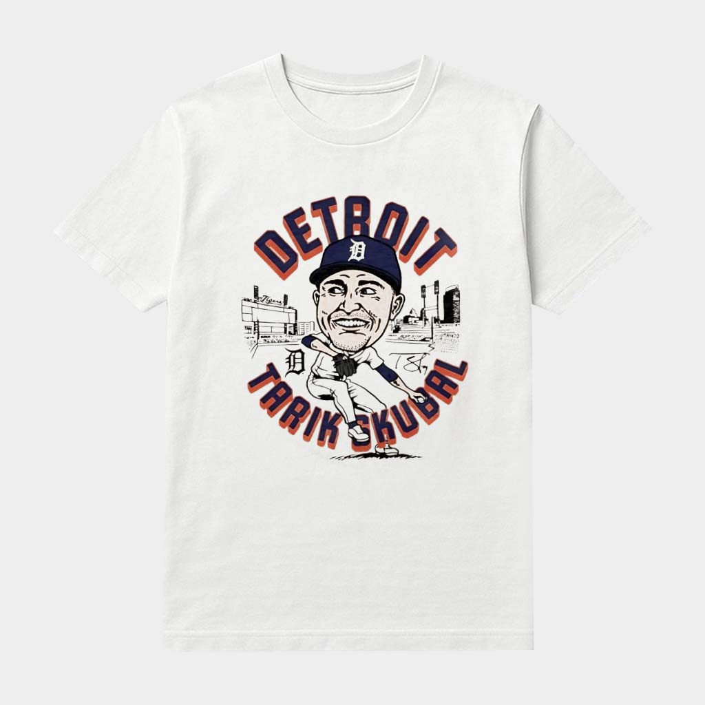 Tigers Tarik Skubal Player Signature Caricature T-Shirt Detroit Baseball Merch Fans Gifts