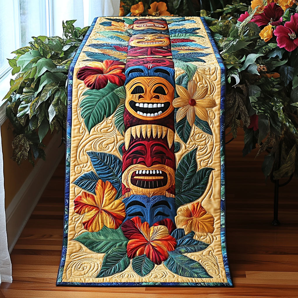 Tiki Reflections Quilted Table Runner Flower Table Runner Gift For Coworker