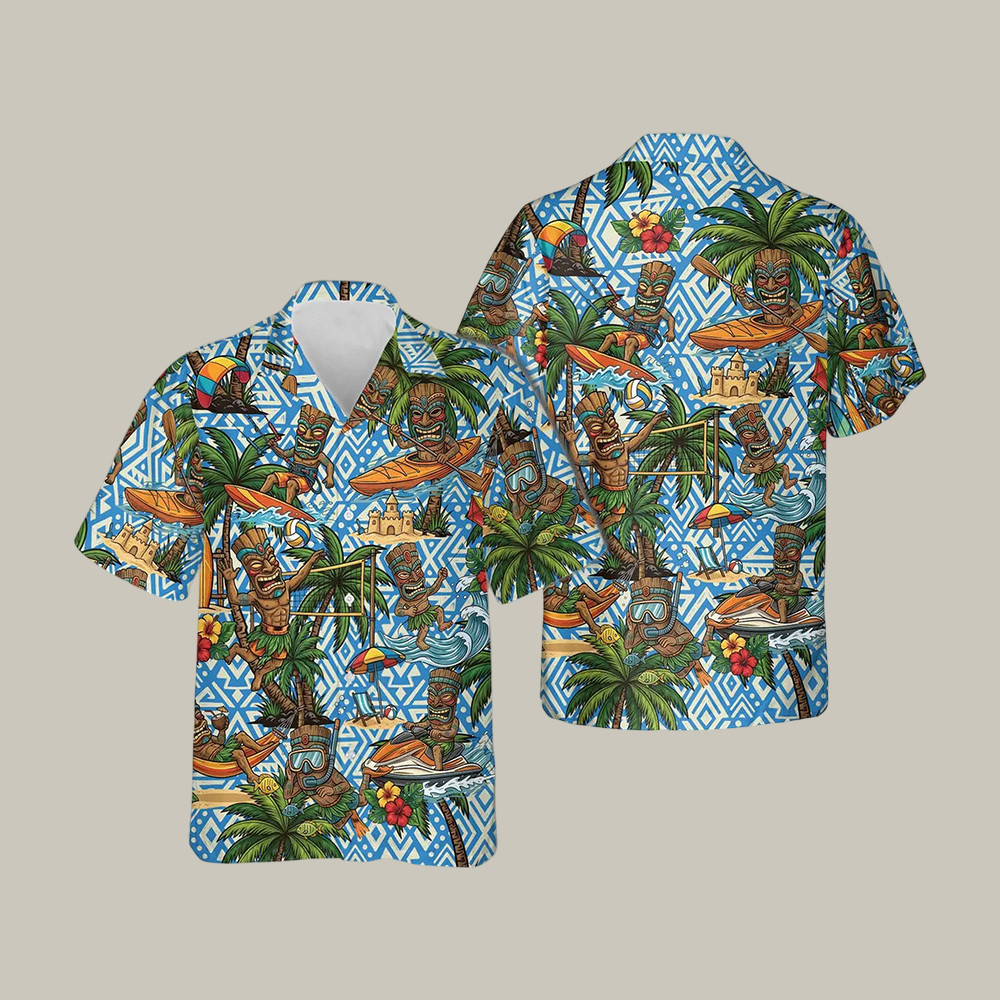 Tiki Tribal Hawaiian Shirt Tropical Island Summer Beach Wear Great Gift For Father's Day