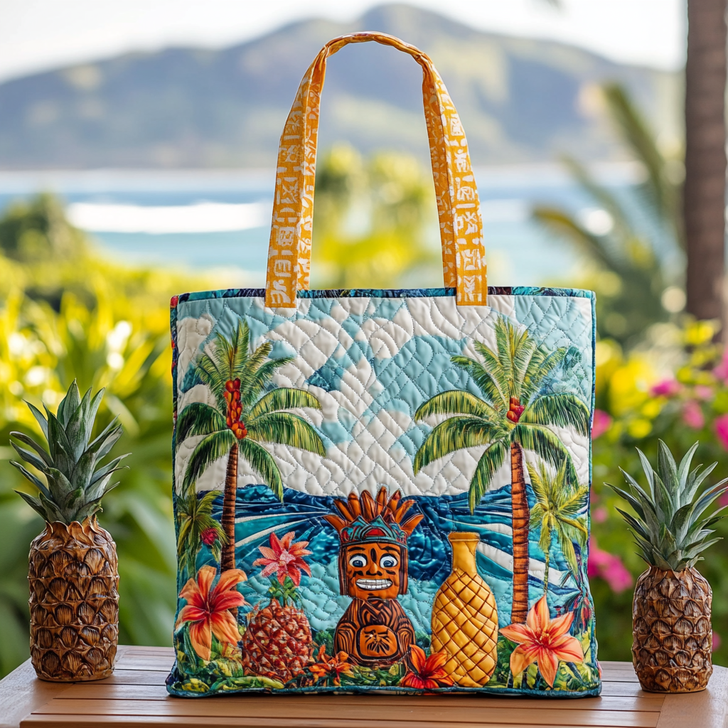 Tiki Tropics Quilted Tote Bag Gifts For Sea Lovers