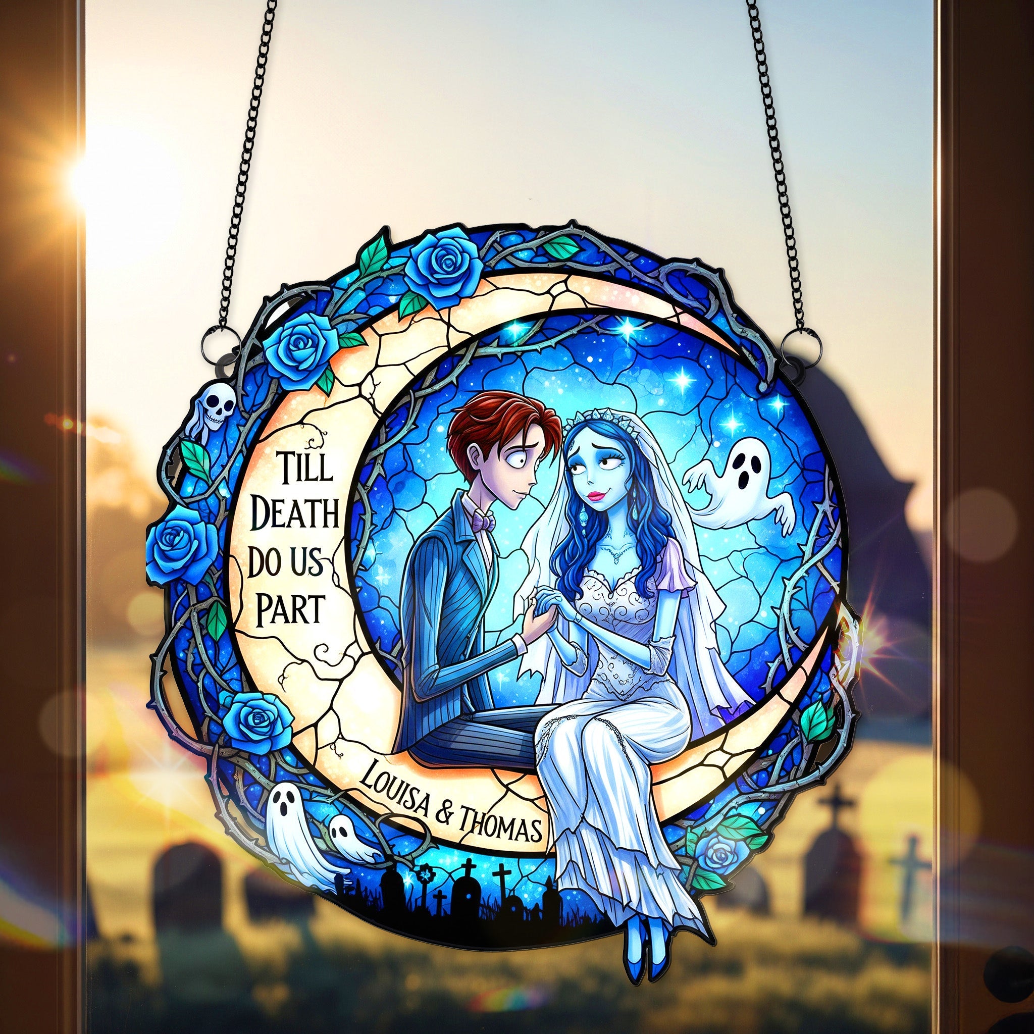 Till Death Do Us Part Suncatcher Ornament Personalized Gifts For Couple - Holiday Tree Decoration Gift