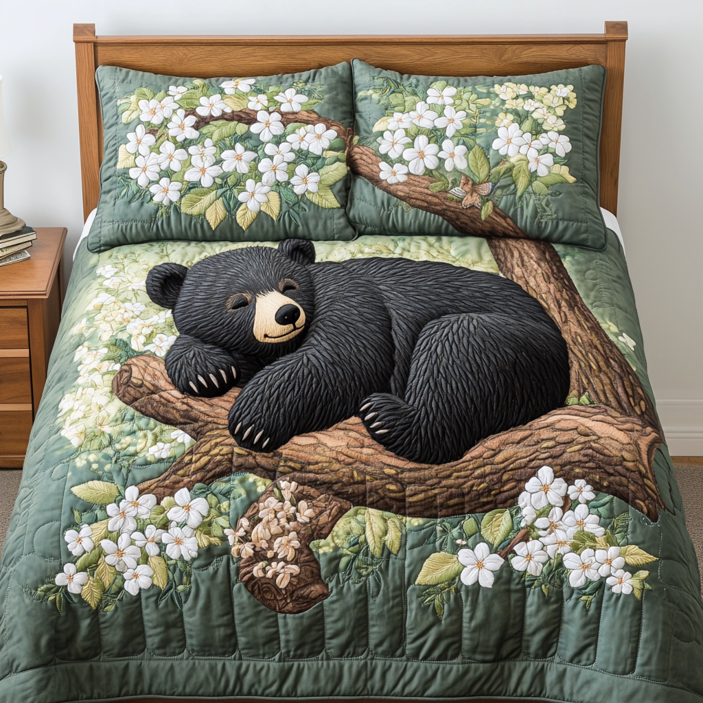 Timber Comfort Quilted Bedding Set Bedspread Set Christmas Bear Gifts