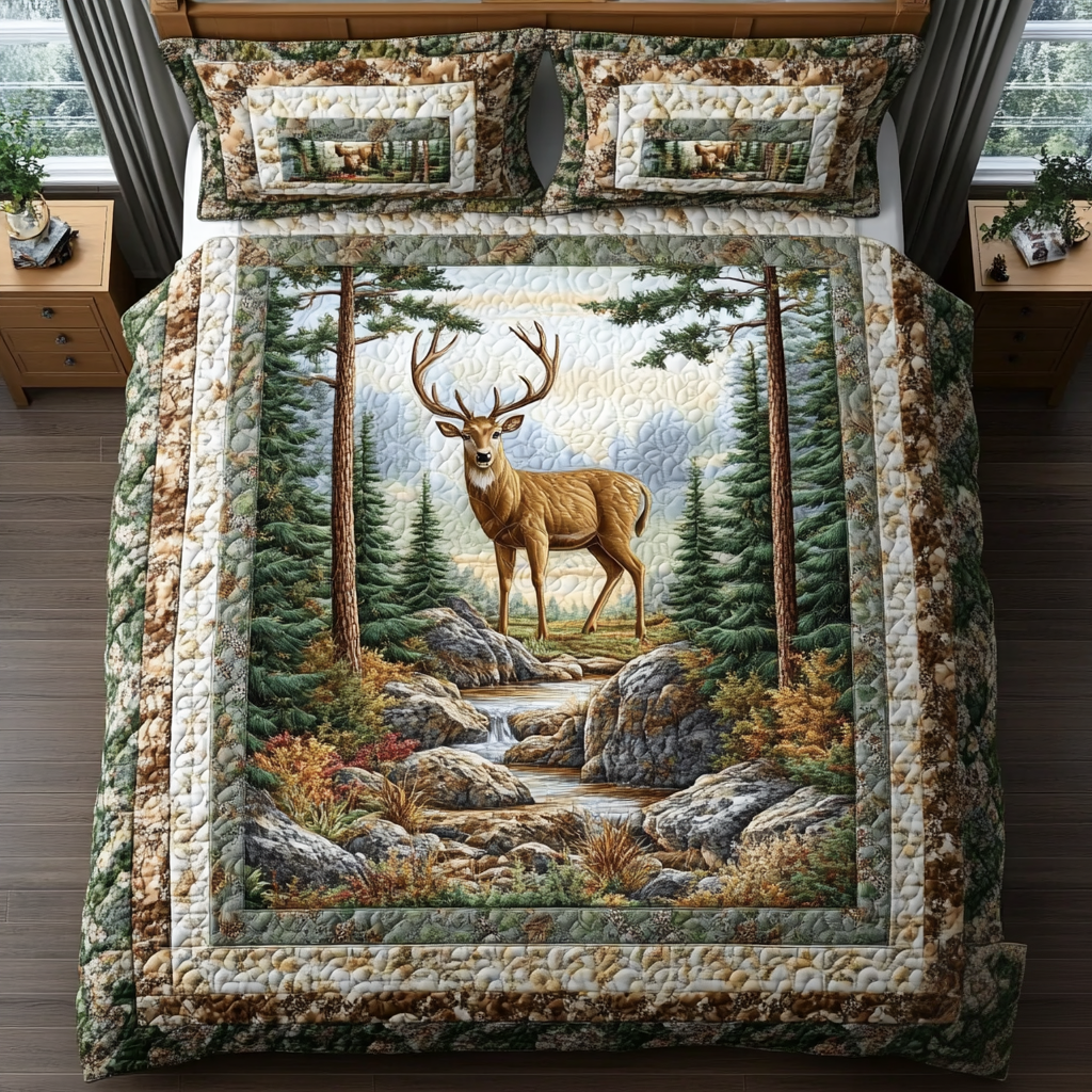 Timber Guardian Quilted Bedding Set Bed Decorations Great Gifts For Deer Hunters