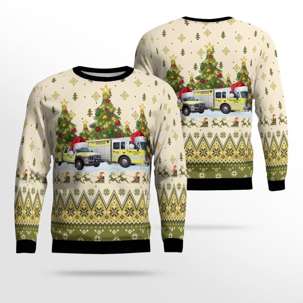 Timber Hollis Fire Protection District Glasford Illinois Christmas AOP Ugly Sweater Unisex Christmas Gift