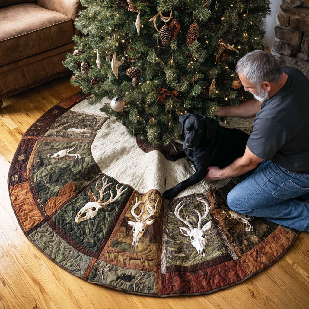 Timber Hunt Realm Christmas Quilted Tree Skirt Soft Quilted Tree Skirt to Enhance Holiday Spirit