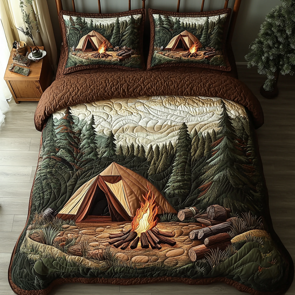 Timber Rest Quilted Bedding Set Bedroom Decorations Unique Ralated Camping Gifts