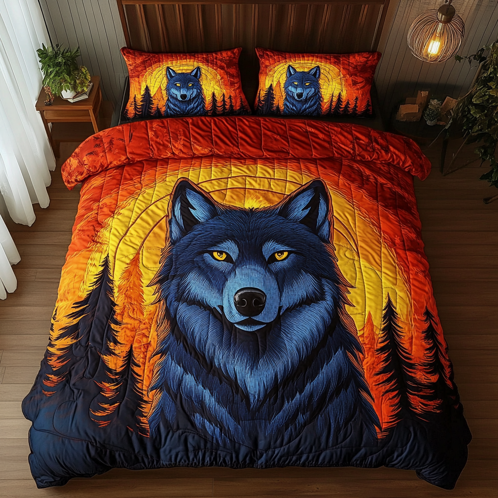 Timber Roamer Quilted Bedding Set Christmas Bedding Sets Wolf Christmas Presents