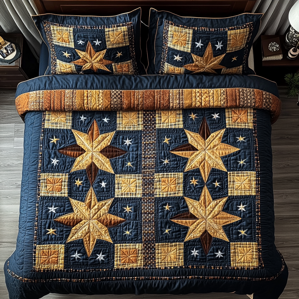 Timber Star Quilted Bedding Set Beautiful Printed Bedding Set for Home Aesthetics