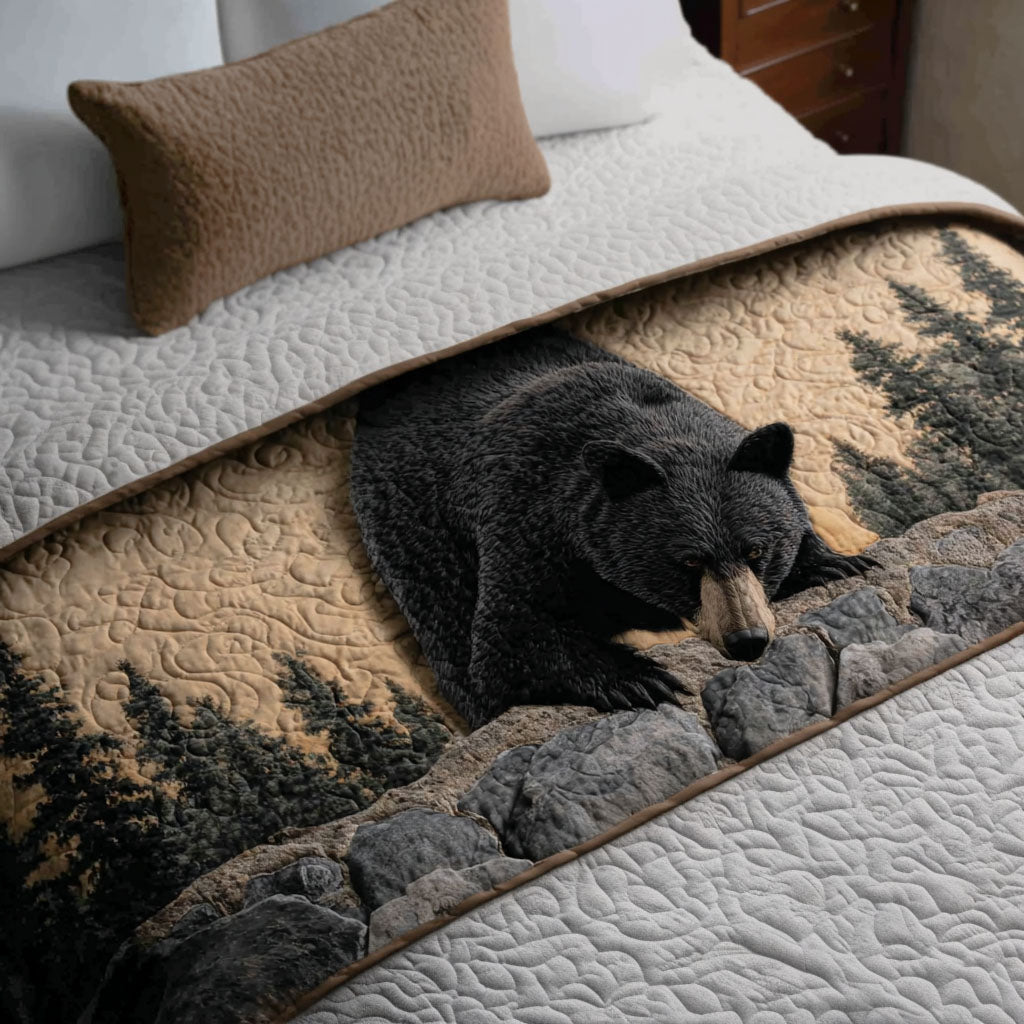 Timber Trail Bear Quilted Bed Runner Bed Decor Gifts For Wild Animal Lovers