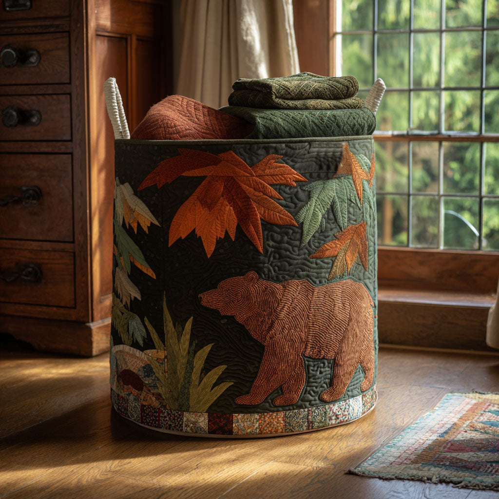 Timber Trail Strength Quilted Laundry Basket Elegant Quilted Laundry Tote Gift for Daily Organization