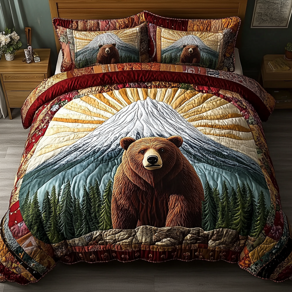 Timber Wanderer Quilted Bedding Set Bedroom Decor Ideas Gift For Wildlife Lovers