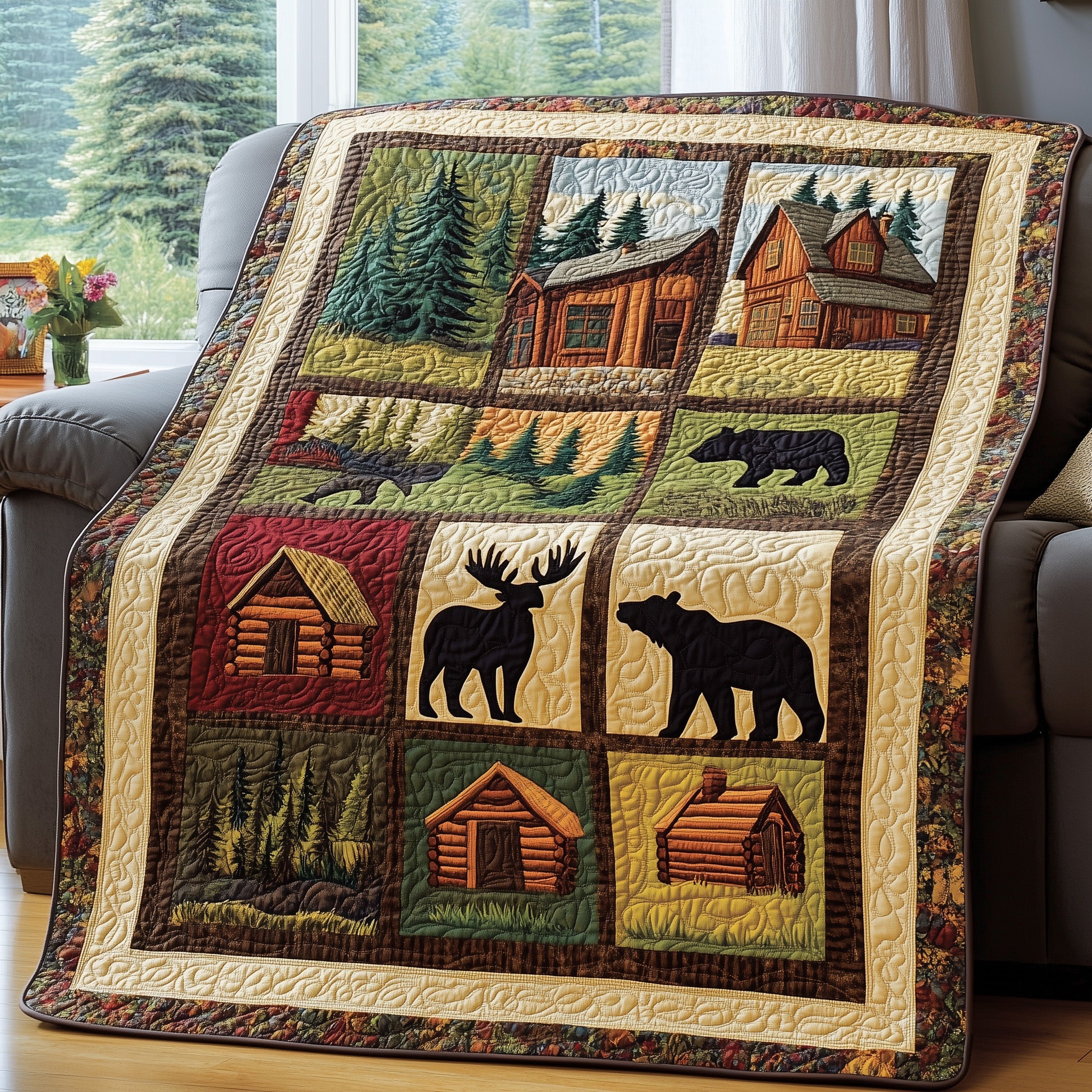 Timberland Dreams Quilted Blanket Nice Throw BlanketBear Gifts For Dad Christmas