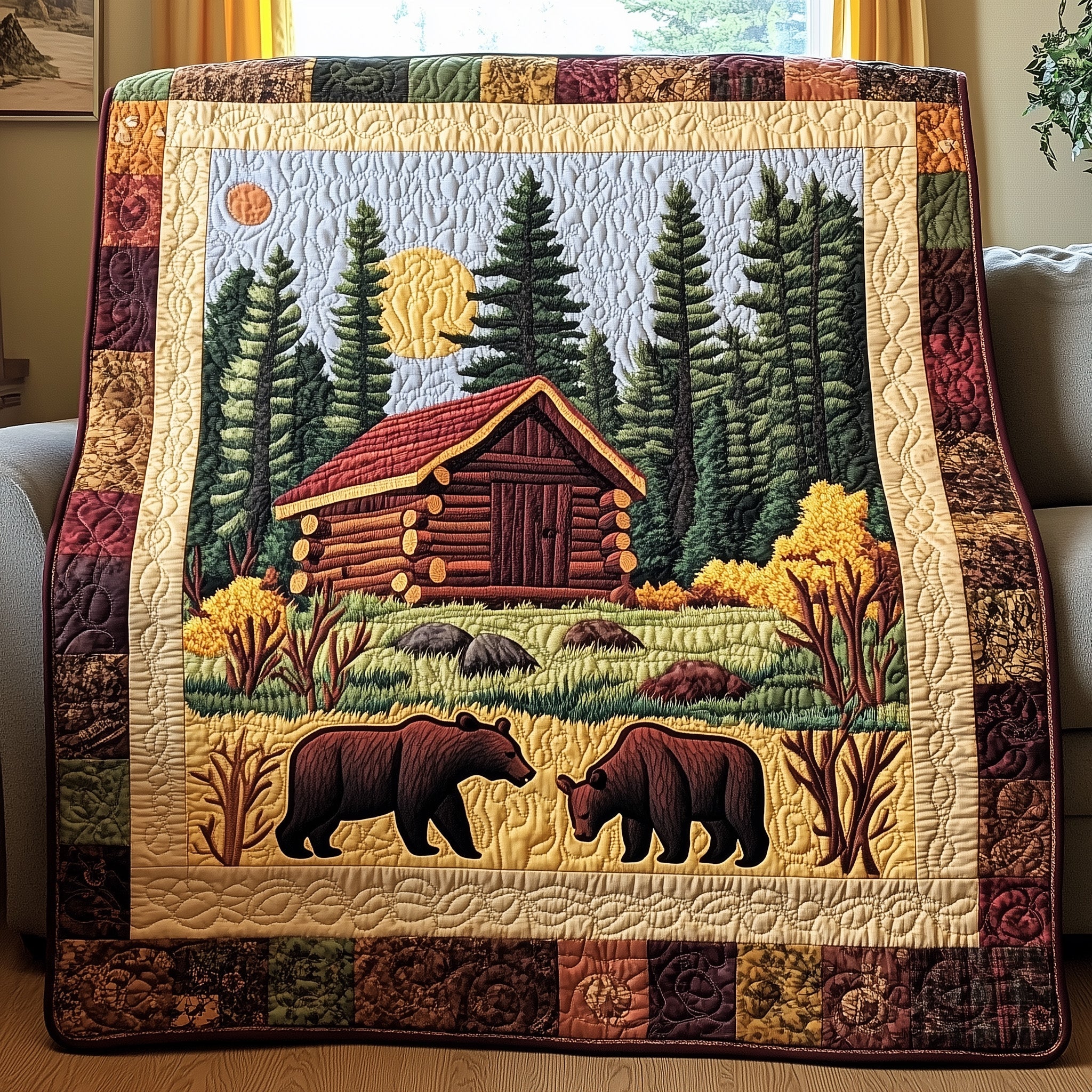 Timberland Dreams Quilted Blanket Nice Throw BlanketBear Gifts For Grandma