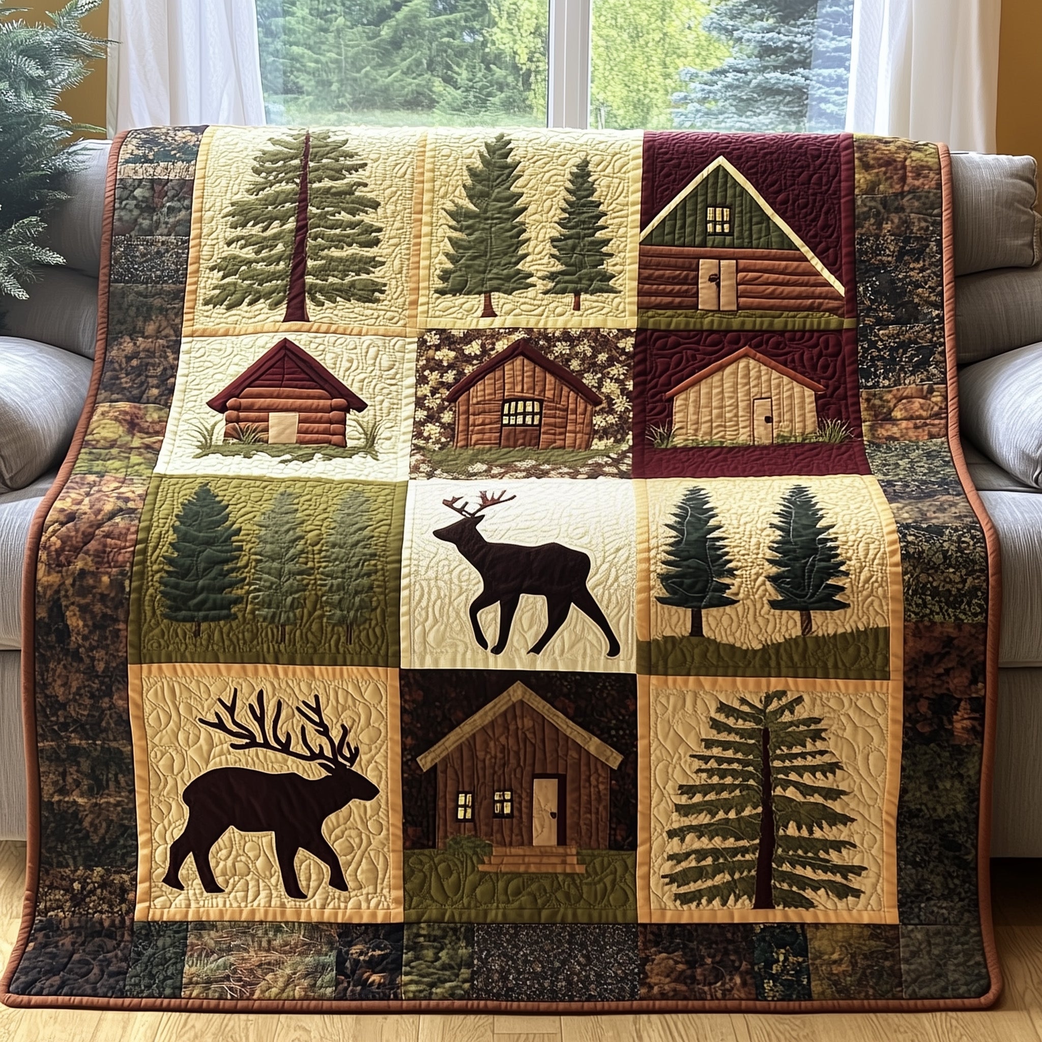 Timberland Dreams Quilted Blanket Nice Throw BlanketBear Gifts For Mom Mother's Day