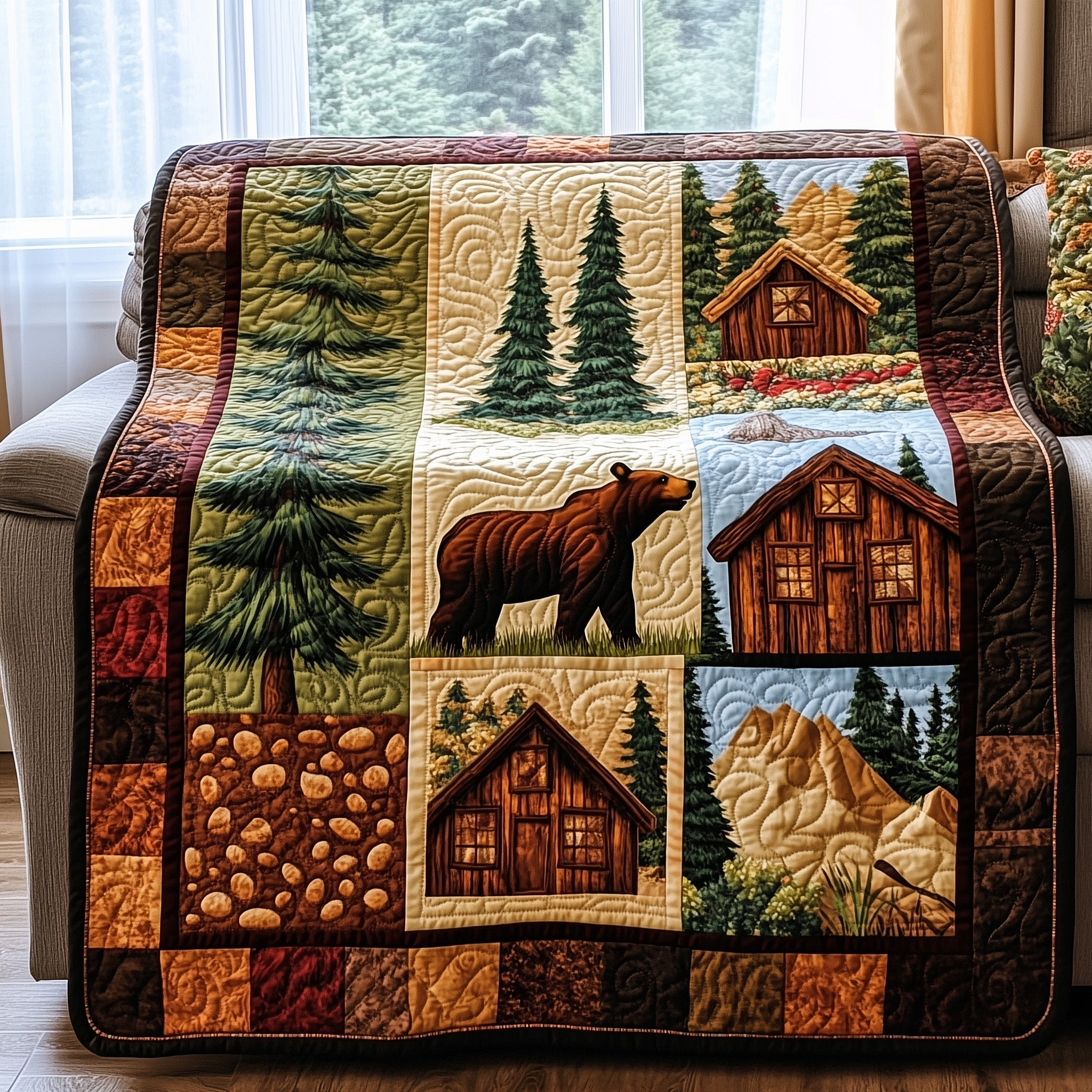 Timberland Dreams Quilted Blanket Nice Throw BlanketBear Gifts For Women