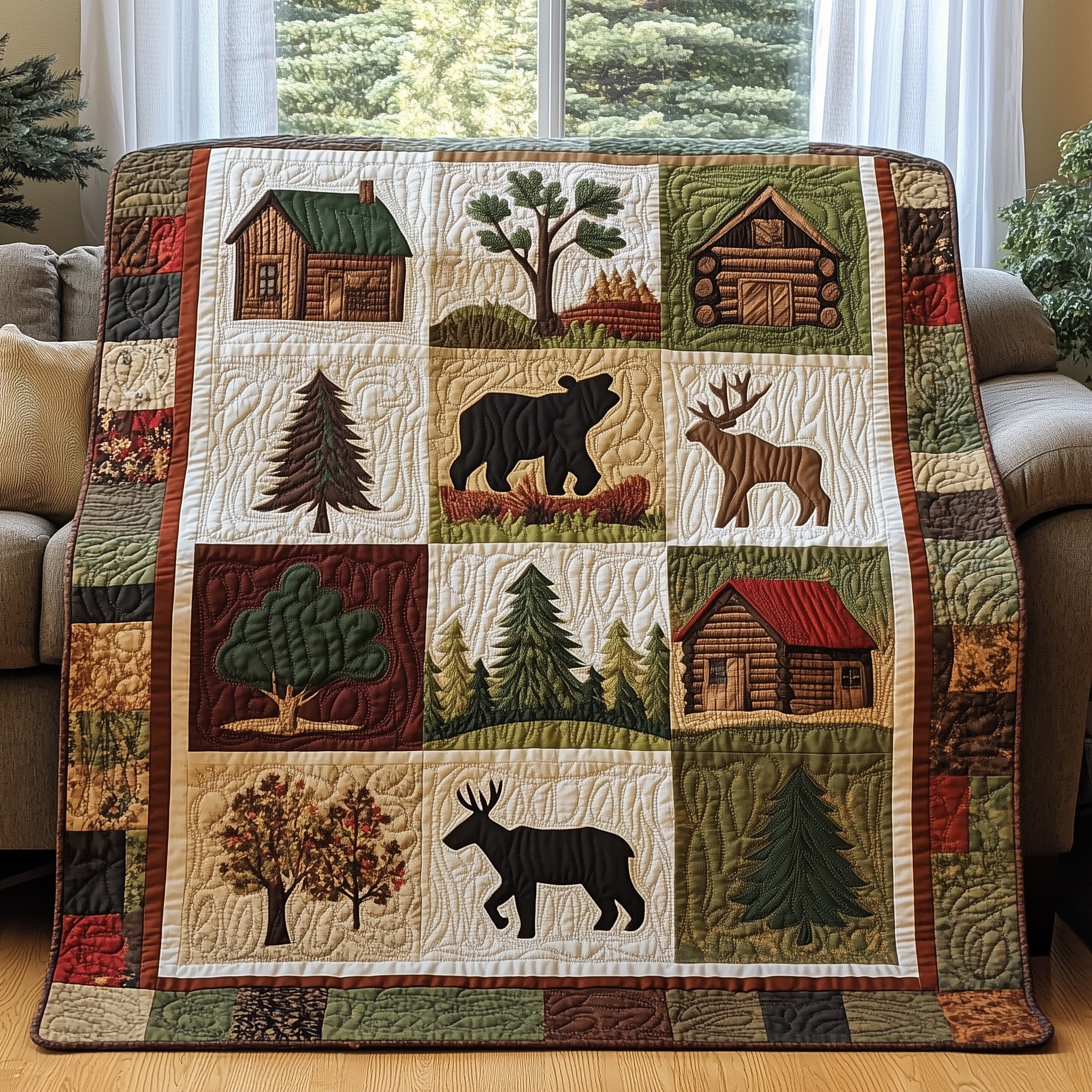 Timberland Dreams Quilted Blanket Nice Throw BlanketBest Gifts For Bear Lovers Men