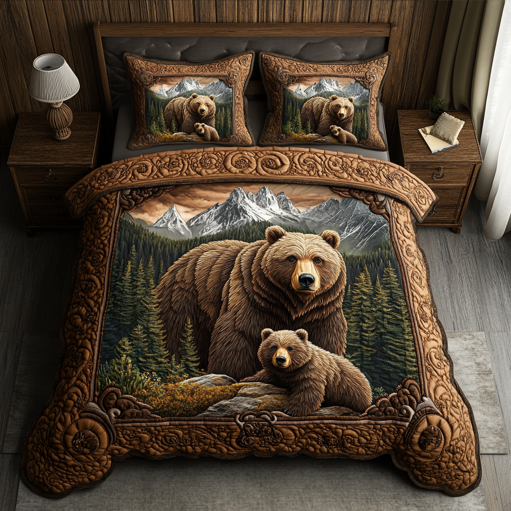 Timberland Family Quilted Bedding Set Aesthetic Room Decor Christmas Gifts For Hunters
