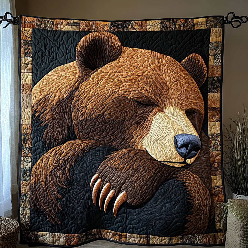 Timberland Trails Quilted Blanket Cute Throw Blanket Presents For Bear Lovers