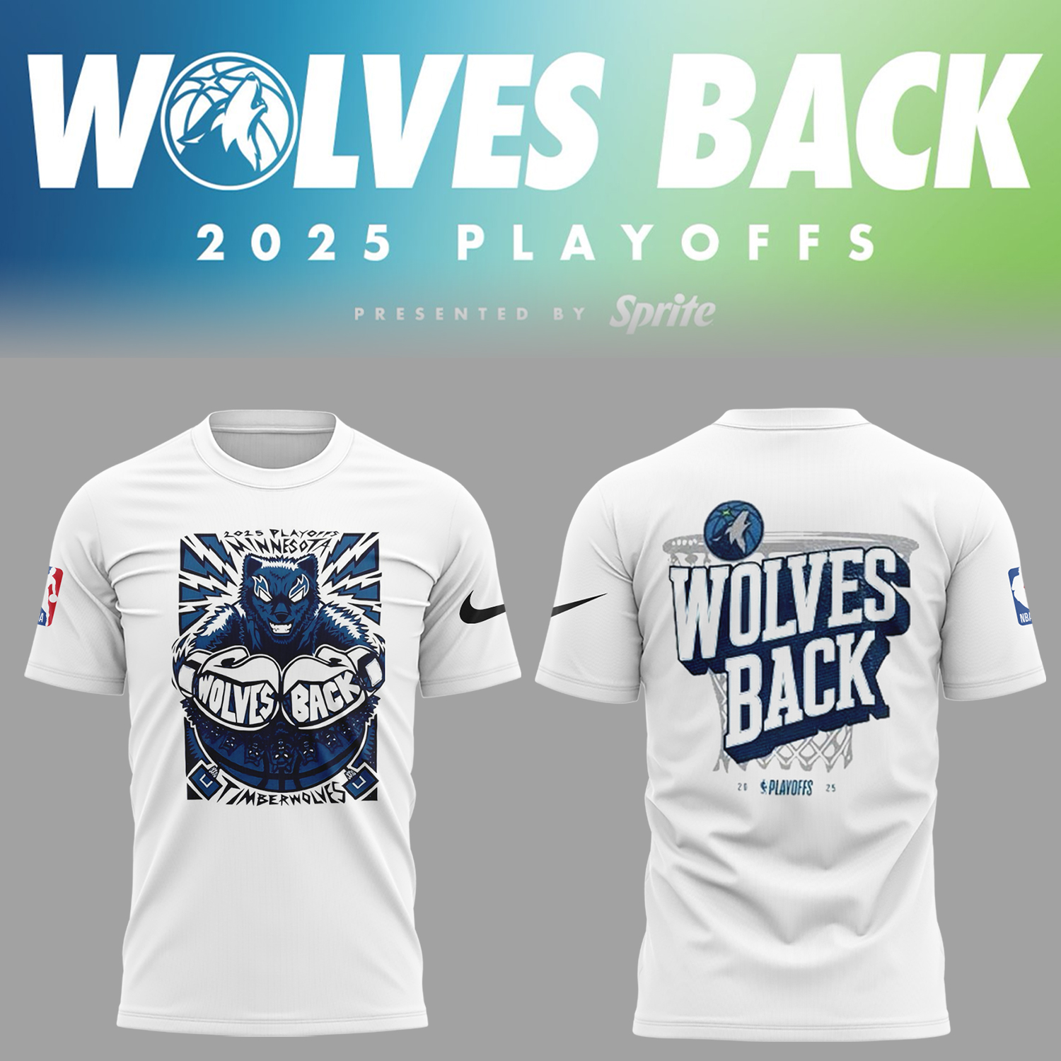 Timberwolves Wolves back Play Off 2025 T-Shirt Gift For Basketball Fans