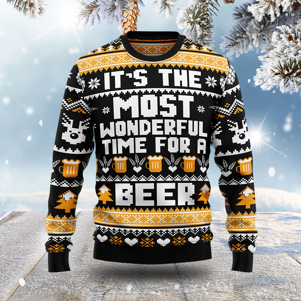 Time For A Beer Ugly Christmas Sweater Winter Clothing Christmas Gifts For Beer Lovers