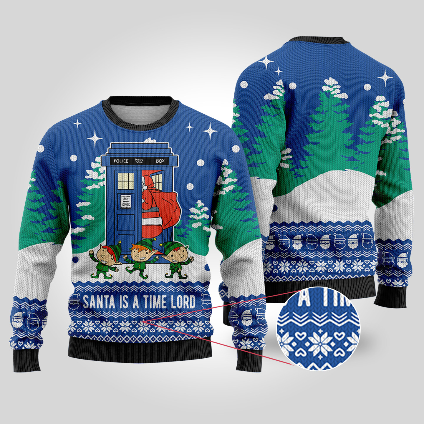 Time Lord Santa Doctor Who Ugly Christmas Sweater Royal Merry Christmas Sweatshirt for Holiday Fun